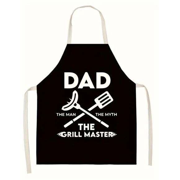⭐ Dad Graphic Bib Grilling Apron BBQ Tie Back Mens Blck Kitchen Baking NWOT - Picture 1 of 3